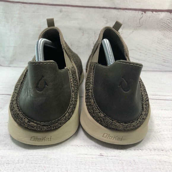 Olukai Alapa Men Size 11.5 Shoes Brown Mesh Drop-In Slip On - Picture 10 of 16